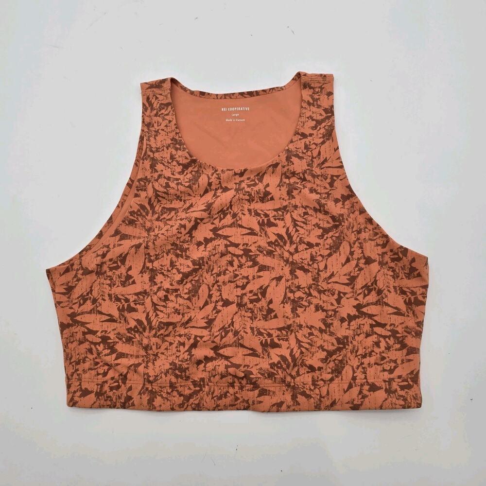 REI Bra Womens Large Orange High Neck Tank Bralette Sports Longline CO OP Time